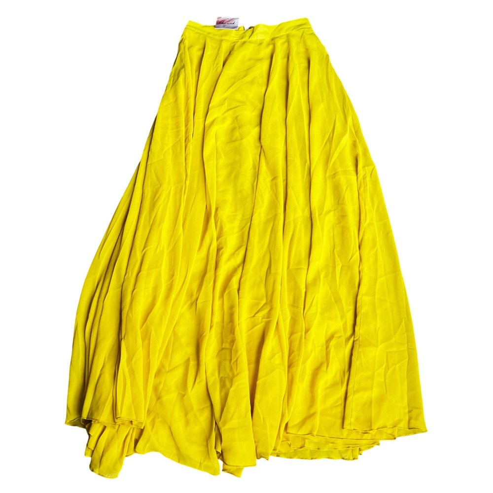 Chicwish Womens Yellow High Waisted Pleated Maxi Skirt Size Small NWT